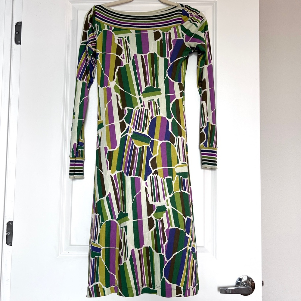 Sport Missoni 100% Silk Vintage Dress Women’s Size 42 Abstract Long Sleeve